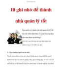 10 ghi nhớ để thành nhà quản lý tốt