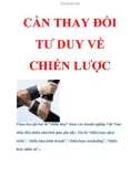 CẦN NHỮNG THAY ĐỔI TƯ DUY VỀ CHIẾN LƯỢC