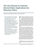 The Zero Bound on Nominal Interest Rates: Implications for Monetary Policy