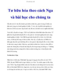 Tư hữu hóa theo cách Nga và bài học cho chúng ta