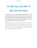 12 điều bạn cần biết về Báo cáo tài chính