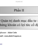 Phần II Quản trị danh mục đầu tư : Chứng khoán có lợi tức cố định