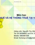 Bài giảng Thuế và hệ thống thuế tại Việt Nam: Chương 1 - Nguyễn Thu Hằng