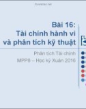 Bài giảng Phân tích tài chính (2016): Bài 16 - Nguyễn Xuân Thành