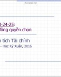 Bài giảng Phân tích tài chính (2016): Bài 23, 24, 25 - Nguyễn Xuân Thành