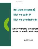 HỘI THẢO CHUYÊN ĐỀ: DỊCH VỤ QUẢN LÝ, CHO THUÊ VĂN PHÒNG