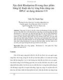 Xác định Rhodamine B trong thực phẩm bằng kỹ thuật sắc ký lỏng hiệu năng cao HPLC sử dụng detector UV