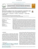 Bioreduction synthesis of zinc oxide nanoparticles using Delonix regia leaf extract (Gul Mohar) and its agromedicinal applications