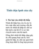 Tính chịu lạnh của cây