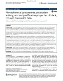 Phytochemical constituents, antioxidant activity, and antiproliferative properties of black, red, and brown rice bran