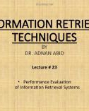 Information retrieval techniques: Lecture 23