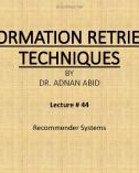 Information retrieval techniques: Lecture 44