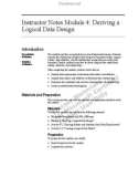 Instructor Notes Module 4: Deriving a Logical Data Design