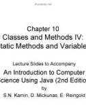 Lecture An introduction to computer science using java - Chapter 10: Classes and Methods IV: Static methods and variables