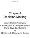 Lecture An introduction to computer science using java - Chapter 4: Decision making