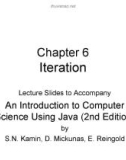 Lecture An introduction to computer science using java - Chapter 6: Iteration