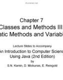 Lecture An introduction to computer science using java - Chapter 7: Classes and methods III: Static methods and variables