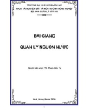 Bài giảng Quản lý nguồn nước - TS. Phạm Hữu Tỵ