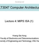 Lecture Computer architecture - Lecture 4: MIPS ISA (1)