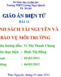 Giáo án: Chính sách tài nguyên và bảo vệ môi trường