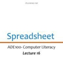 Lecture Computer literacy - Lecture 16: Spreadsheet