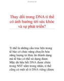 Thay đổi trong DNA ti thể có ảnh hưởng tới sức khỏe và sự phát triển?