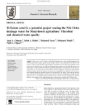 El-Salam canal is a potential project reusing the Nile Delta drainage water for Sinai desert agriculture: Microbial and chemical water quality