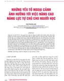 Những yếu tố ngoại cảnh ảnh hưởng tới việc nâng cao năng lực tự chủ cho người học