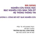 Bài giảng Nghiên cứu khoa học (Bậc nghiên cứu sinh Tiến sỹ): Chương 3 - PGS. TS. Hà Quang Thụy