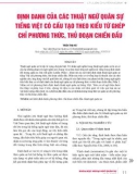 Định danh của các thuật ngữ quân sự tiếng Việt có cấu tạo theo kiểu từ ghép chỉ phương thức, thủ đoạn chiến đấu