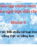 Bài tập nhóm môn Ngôn ngữ học đối chiếu: Đối chiếu từ loại trong tiếng Việt và tiếng Anh