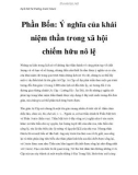 Lịch Sử Tư Tưởng trước Marx - Phần Bốn: Ý nghĩa của khái niệm thần trong xã hội chiếm hữu nô lệ