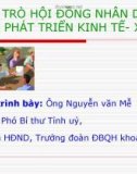 Bài giảng Vai trò Hội đồng nhân dân trong phát triển kinh tế - xã hội - Nguyễn Văn Mễ