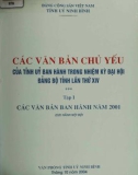 Các văn bản chủ yếu của tỉnh uỷ ban hành trong nhiệm kỳ đại hội Đảng bộ tỉnh Ninh Bình lần thứ XIV (Tập 1)