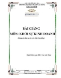 Bài giảng Khởi sự kinh doanh: Phần 1 - ĐH Phạm Văn Đồng