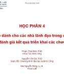 Quản trị rủi ro dành cho các nhà lãnh đạo trong chuyển đổi số Kiểm soát và đánh giá kết quả triển khai các chương trình CĐS