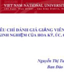 TIÊU CHÍ ĐÁNH GIÁ GIẢNG VIÊN: MỘT SỐ KINH NGHIỆM CỦA HOA KỲ, ÚC, CANADA