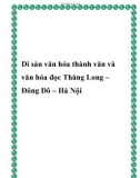 Di sản văn hóa thành văn và văn hóa đọc Thăng Long – Đông Đô – Hà Nội