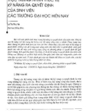 Thực trạng nhận thức về kỹ năng ra quyết định của sinh viên các trường đại học hiện nay - Lê Thị Thu Hà