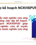 Bài giảng Tập huấn nghiên cứu khoa học sư phạm ứng dụng: Lập kế hoạch