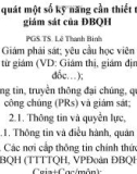 Bài giảng Khái quát một số kỹ năng cần thiết trong giám sát của ĐBQH - PGS.TS. Lê Thanh Bình