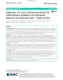 Validation of a cross-cultural instrument for child behavior problems: The Disruptive Behavior International Scale – Nepal version