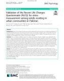 Validation of the Recent Life Changes Questionnaire (RLCQ) for stress measurement among adults residing in urban communities in Pakistan