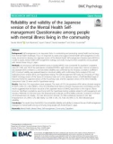 Reliability and validity of the Japanese version of the Mental Health Selfmanagement Questionnaire among people with mental illness living in the community