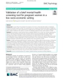 Validation of a brief mental health screening tool for pregnant women in a low socio-economic setting