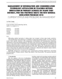 Management of information and communication technology application in teaching method innovation in primary schools in Thanh Thuy district, Phu Tho province meets the new general education program 2018