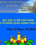 Bài giảng dạy học vi mô góp phần nâng cao kĩ năng soạn giảng cho sinh viên