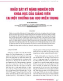 Khảo sát kỹ năng nghiên cứu khoa học của giảng viên tại một trường đại học miền trung