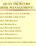 Bài giảng Quản trị rủi ro - Chương 1: Giới thiệu về rủi ro và sự bất định