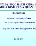 Bài giảng môn quản trị rủi ro - Ts. Nguyễn Minh Duệ _ Trường ĐH Bách Khoa Hà Nội - Chương 1